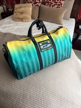 Louis Vuitton Teal & Yellow Gradient Keepall Duffel 50